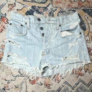 Carmar Los Angeles Women’s Light Wash High Rise Distressed 5-Pocket Shorts 25 2"